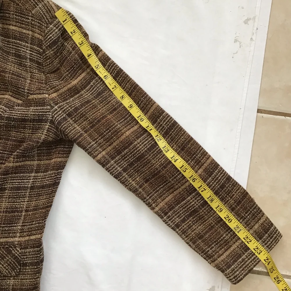 SAG HARBOR Vintage Women Brown Plaid Career Blazer, Size 14 - Picture 11 of 13